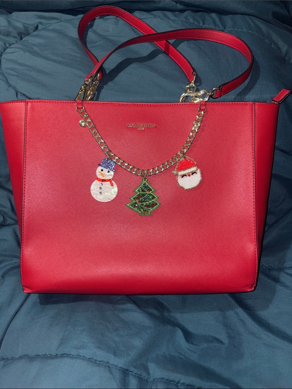 NWOT Karl Lagerfeld Paris Adele Tote Bag – Crimson Red w/ Free Dusty!